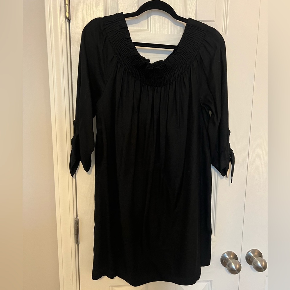 Mudpie Black Dress with tie sleeves